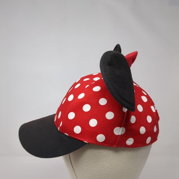 Minnie Mouse Bow Ears Snapback Hat Red Youth One Size Polka Dot Disney - Picture 3 of 9